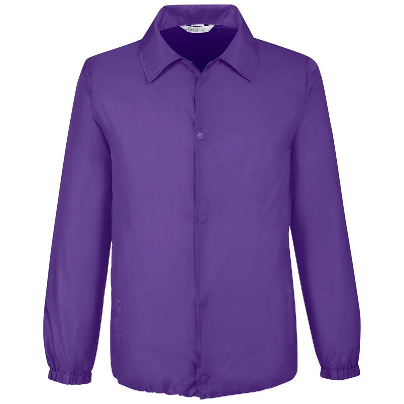 Team 365 Unisex Sport Purple Zone Protect Coaches Jacket Wool Jacket Cashmere Jacket Tweed Jacket Team 365 Unisex Sport Purple Zone Protect Coaches Jacket Wool Jacket Cashmere Jacket Tweed Jacket