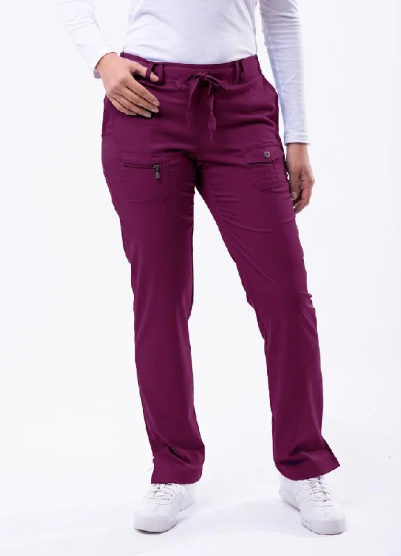 Slim Fit 6 Pocket Scrubs Pant by Adar (Regular) XXS-3XL / WINE Classic Stretch Pants Slim Fit 6 Pocket Scrubs Pant by Adar (Regular) XXS-3XL / WINE Classic Stretch Pants