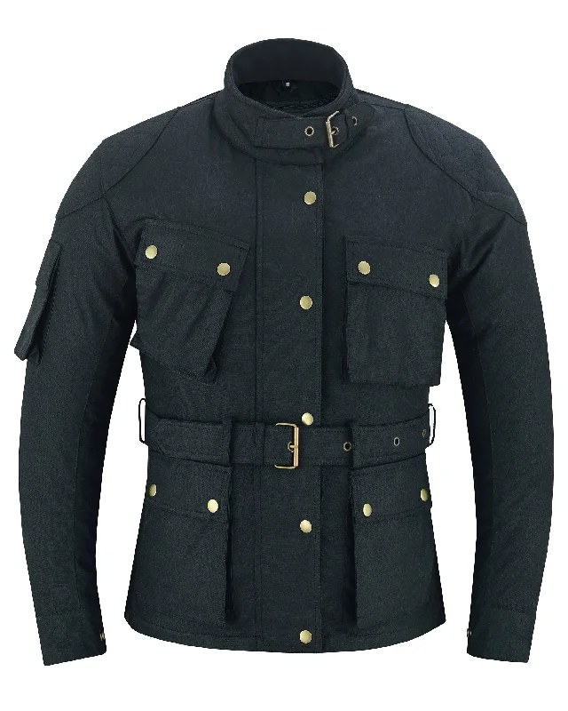 Warrior Gears® LADIES Motorcycle Waxed Cotton Waterproof Breathable CE Armour Biker Touring Adventure Racing Jacket-Black Front Pockets Side Pockets Patch Pockets Warrior Gears® LADIES Motorcycle Waxed Cotton Waterproof Breathable CE Armour Biker Touring Adventure Racing Jacket-Black Front Pockets Side Pockets Patch Pockets