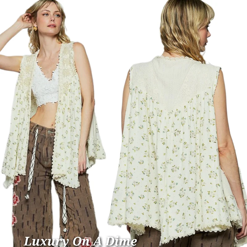 POL Lace Pearl Embroidered Patchwork Boho Vest Gauze Raw Hem Sleeveless Cardigan Floral Cream Mesh Fabric Canvas Fabric Denim Fabric POL Lace Pearl Embroidered Patchwork Boho Vest Gauze Raw Hem Sleeveless Cardigan Floral Cream Mesh Fabric Canvas Fabric Denim Fabric