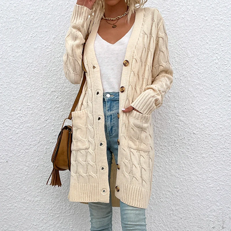 Casual Twist Design Long Cardigan Sweaters for Women Fitted Loose Oversized