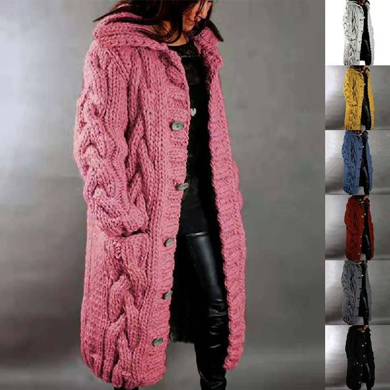 Women Winter Knitted Cardigan Overcoats Chenille Blend Fleece Blend Nylon Blend