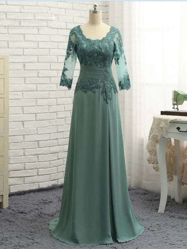 Noble A-shaped Princess Chiffon Sticker Spoon 3/4 Sleeve Mother of the Bride Dresses Noble A-shaped Princess Chiffon Sticker Spoon 3/4 Sleeve Mother of the Bride Dresses