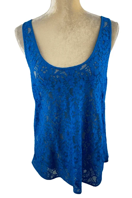 Trouve women's blue lace tank top size M grey tank top