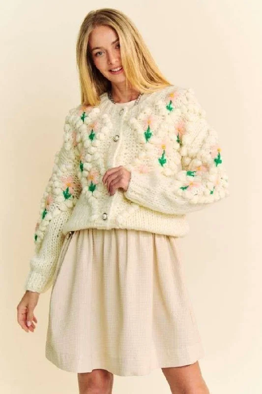 Davi & Dani Floral Pattern Button Down Cardigan Front Pockets Side Pockets Patch Pockets Davi & Dani Floral Pattern Button Down Cardigan Front Pockets Side Pockets Patch Pockets