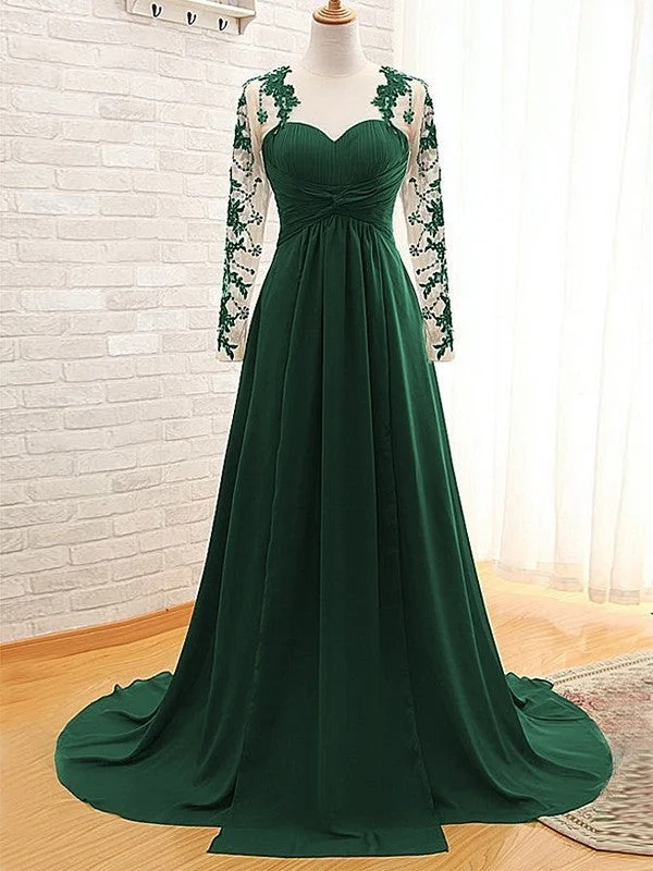 Noble A-shaped Princess Chiffon Sticker Sweetheart Long sleeved and Floor length Mother of the Bride Dresses Noble A-shaped Princess Chiffon Sticker Sweetheart Long sleeved and Floor length Mother of the Bride Dresses