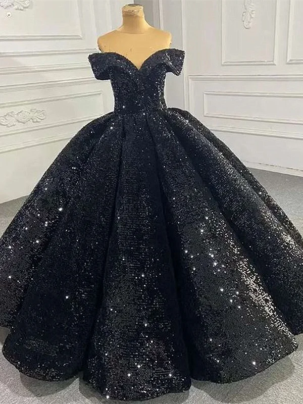 Shiny Off the Shoulder Black Prom Dresses, Shiny Off Shoulder Formal Evening Dresses Shiny Off the Shoulder Black Prom Dresses, Shiny Off Shoulder Formal Evening Dresses