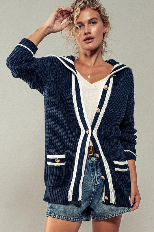 Seaside Chic Knit Cardigan Plaid Cardigan Polka Dot Checkered