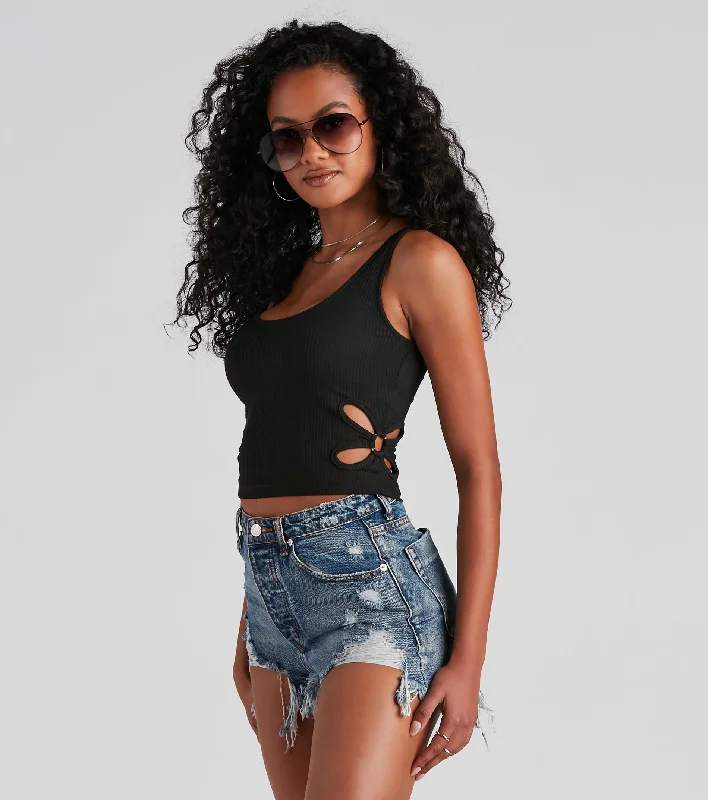 Stylish To Pieces Cutout Tank Top fitted tank top
