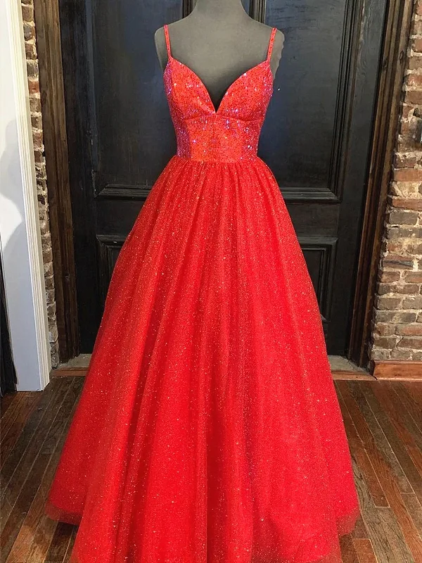 Shiny A Line V Neck Black Red Long Prom Dresses, V Neck Backless Long Formal Evening Dresses Shiny A Line V Neck Black Red Long Prom Dresses, V Neck Backless Long Formal Evening Dresses