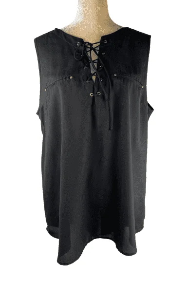 MPH Collection women's black tank top size 1X lemon yellow tank
