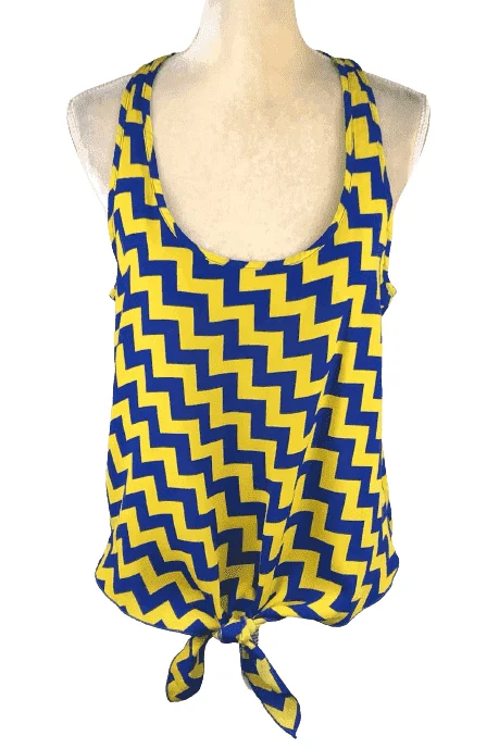 Geric New York women's blue and yellow tie tank top size L adorable tank top