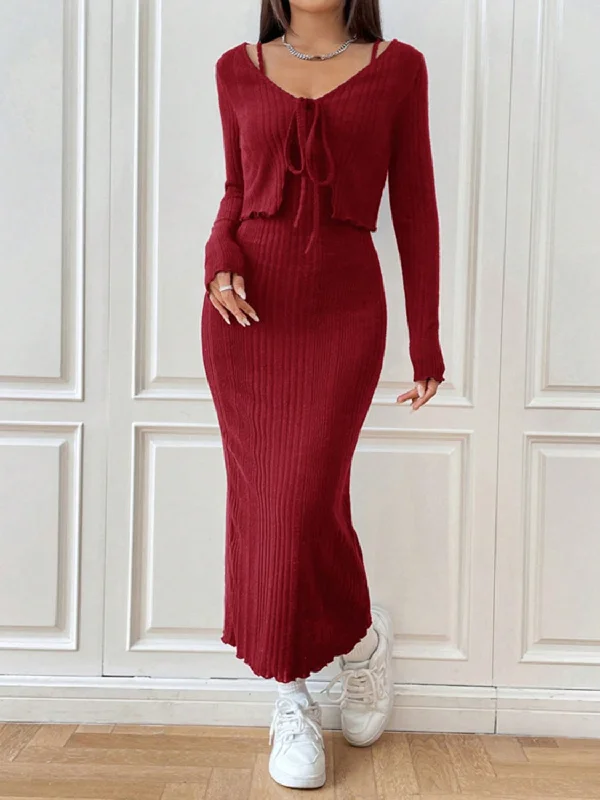 Blue Zone Planet | Cami Dress and Tied Long Sleeve Cardigan Set Oversized Loose Flowy Blue Zone Planet | Cami Dress and Tied Long Sleeve Cardigan Set Oversized Loose Flowy