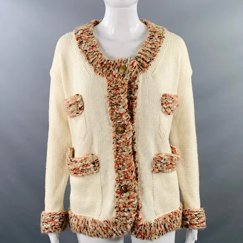 DIRK VAN SAENE Size M Cream Orange Beige Wool Knit Cardigan Anti-Pilling Anti-Shrink Durable DIRK VAN SAENE Size M Cream Orange Beige Wool Knit Cardigan Anti-Pilling Anti-Shrink Durable