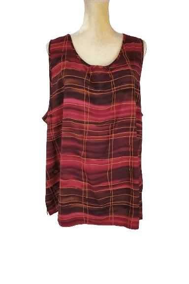 Ashley Stewart women's burgundy multi tank top size 26W beige tank top