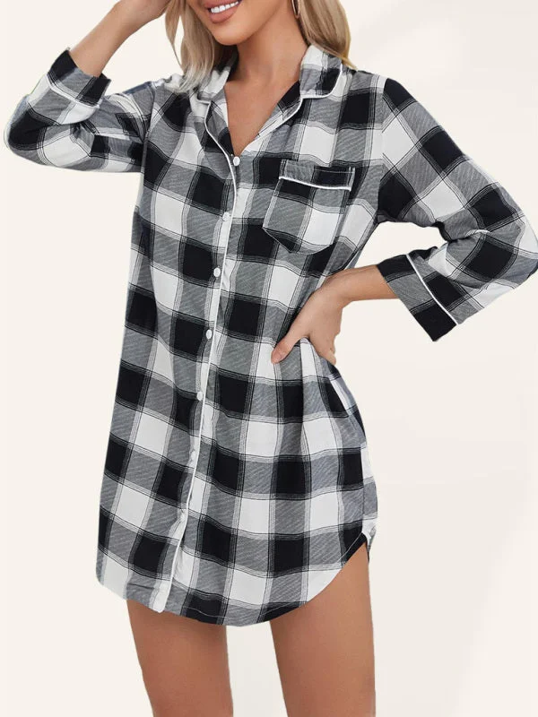 Blue Zone Planet | Plaid Long Sleeve Cardigan Home Pajamas Dress Houndstooth Herringbone Solid Blue Zone Planet | Plaid Long Sleeve Cardigan Home Pajamas Dress Houndstooth Herringbone Solid