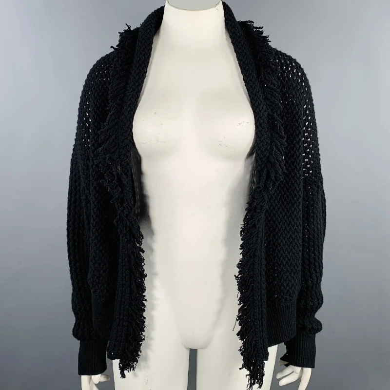 DOROTHEE SCHUMACHER Size L Black Wool Cashmere Blend Knit Cardigan Fleece Cardigan Nylon Polyester DOROTHEE SCHUMACHER Size L Black Wool Cashmere Blend Knit Cardigan Fleece Cardigan Nylon Polyester