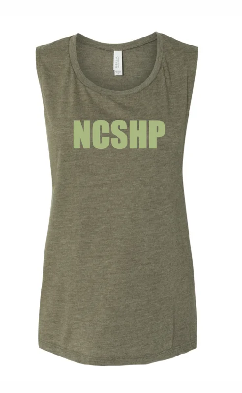 BELLA+CANVAS ® Women's Flowy Scoop Muscle Tank (Heather Olive) comfortable tank top