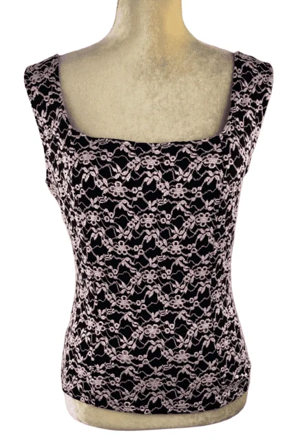 E.K. Designs women's black/pink tank top L lime green tank