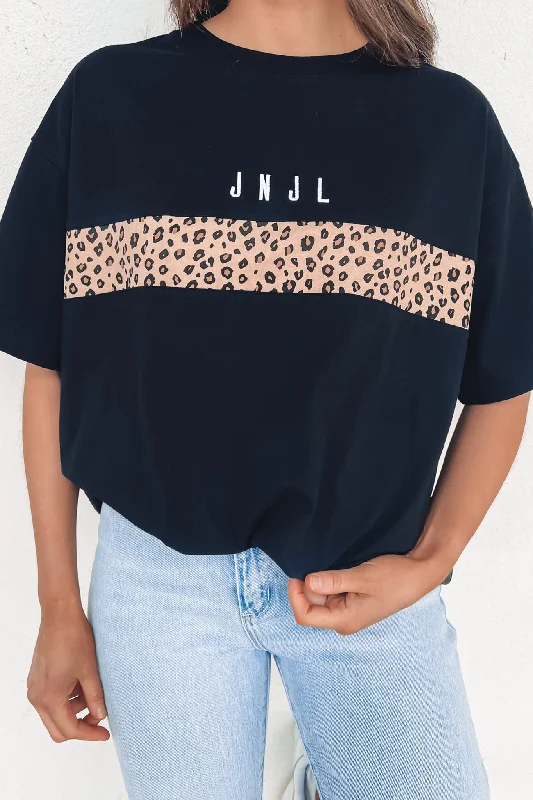 JNJL Leopard Panel Tee Black