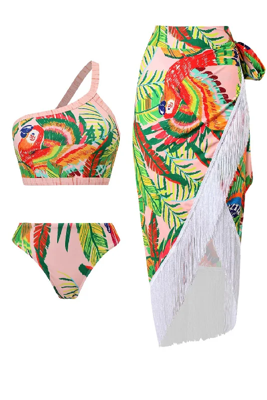 Orange 3 Piece Printed Bikini Set with Tassel Beach Dress Low-rise bikini bottom, Comfortable, Sexy, Trendy Orange 3 Piece Printed Bikini Set with Tassel Beach Dress Low-rise bikini bottom, Comfortable, Sexy, Trendy