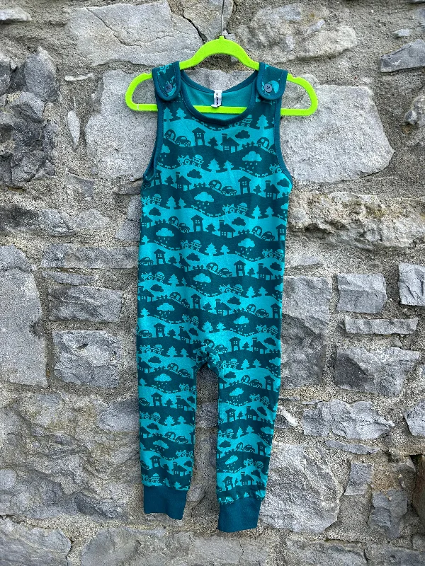 Blue landscape playsuit 3-4y (98-104cm) Pleated wide leg jumpsuit, Feminine, Elegant, Stylish Blue landscape playsuit 3-4y (98-104cm) Pleated wide leg jumpsuit, Feminine, Elegant, Stylish