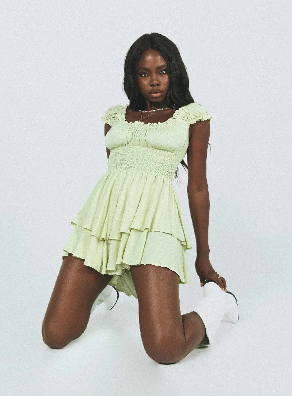 The Love Galore Playsuit Green Printed floral jumpsuit, Summer, Relaxed fit, Comfortable The Love Galore Playsuit Green Printed floral jumpsuit, Summer, Relaxed fit, Comfortable