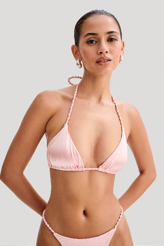 Sachi Triangle Bikini Top With Braided Ties - Pale Pink Monokini bikini, Sexy, Elegant, Comfortable Sachi Triangle Bikini Top With Braided Ties - Pale Pink Monokini bikini, Sexy, Elegant, Comfortable