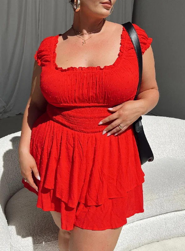 The Love Galore Playsuit Red Curve Boho style jumpsuit, Comfortable, Relaxed fit, Trendy The Love Galore Playsuit Red Curve Boho style jumpsuit, Comfortable, Relaxed fit, Trendy