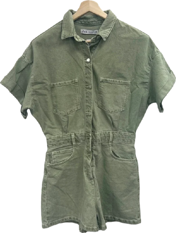 Zara Green Short Sleeve Denim playsuit UK L Formal jumpsuit, Elegant, Stylish, Evening wear Zara Green Short Sleeve Denim playsuit UK L Formal jumpsuit, Elegant, Stylish, Evening wear