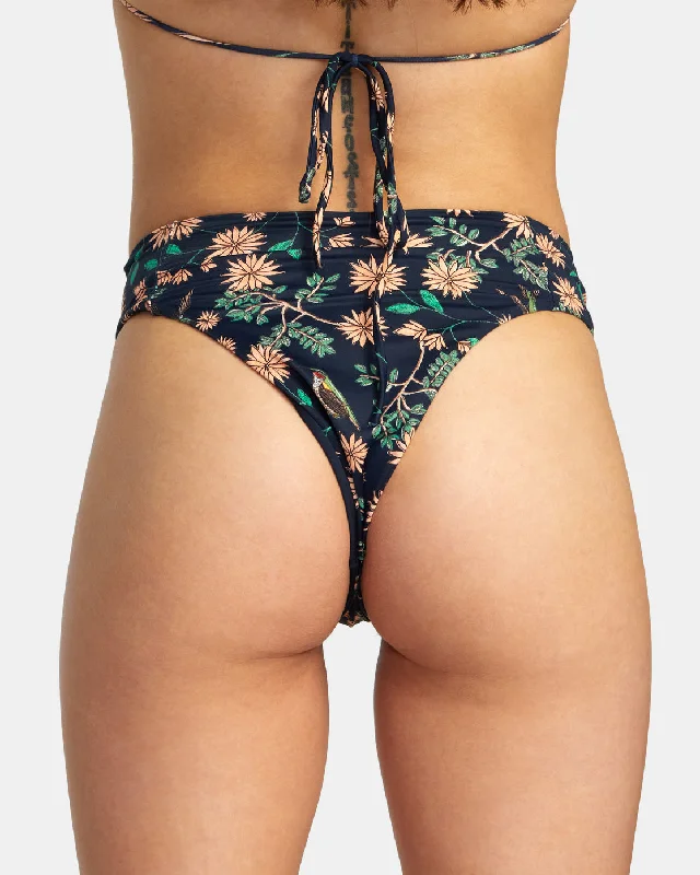 Byrd High Rise Cheeky Bikini Bottoms - Moody Blue Bikini with floral accents, Feminine, Elegant, Stylish Byrd High Rise Cheeky Bikini Bottoms - Moody Blue Bikini with floral accents, Feminine, Elegant, Stylish