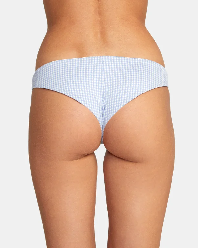 Gingham Reversible Cheeky Bikini Bottoms - Ash Blue Floral high-waisted bikini, Feminine, Retro, Trendy Gingham Reversible Cheeky Bikini Bottoms - Ash Blue Floral high-waisted bikini, Feminine, Retro, Trendy