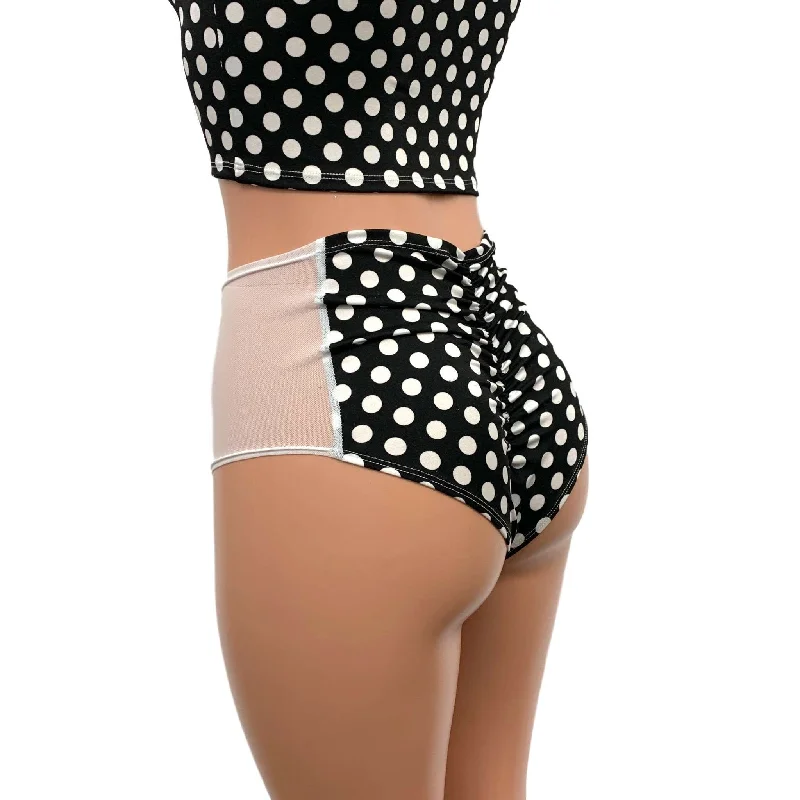 Polka Dot & White Mesh High Waist Scrunch Bikini Adjustable side bikini, Sexy, Comfortable, Trendy Polka Dot & White Mesh High Waist Scrunch Bikini Adjustable side bikini, Sexy, Comfortable, Trendy