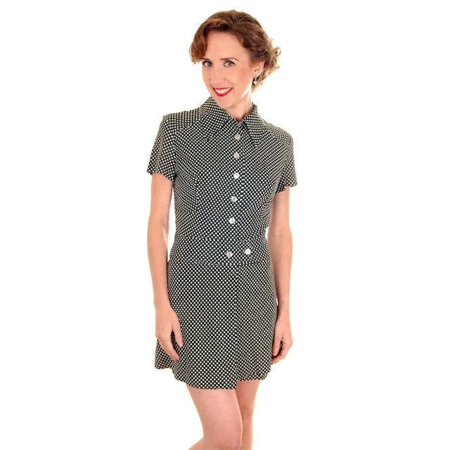 Vintage Ladies Playsuit 1970s Polyester Polka Dots Small Floral print jumpsuit, Feminine, Casual wear, Trendy Vintage Ladies Playsuit 1970s Polyester Polka Dots Small Floral print jumpsuit, Feminine, Casual wear, Trendy