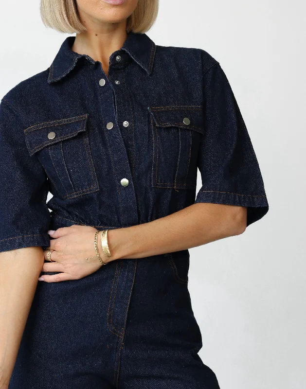Darcy Playsuit (Dark Denim) Floral maxi jumpsuit, Feminine, Elegant, Stylish