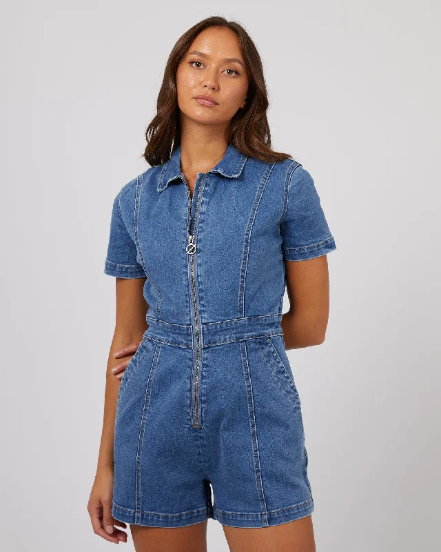Boston Playsuit Mid Blue Strappy jumpsuit, Simple design, Casual, Trendy